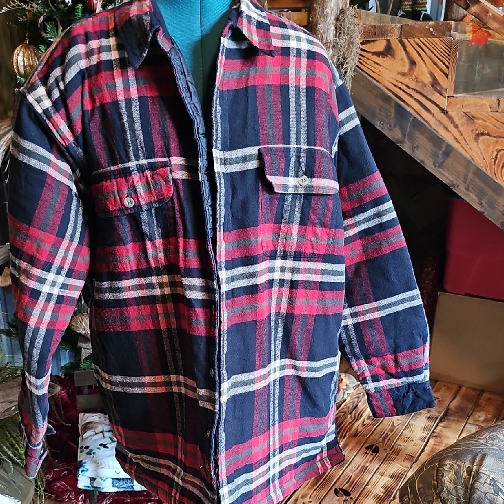 Preview International Red and Navy Plaid Shirt Jacket